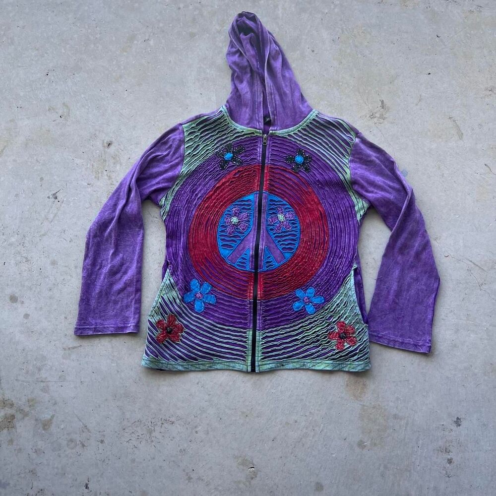 vintage boho peace sign hoodie